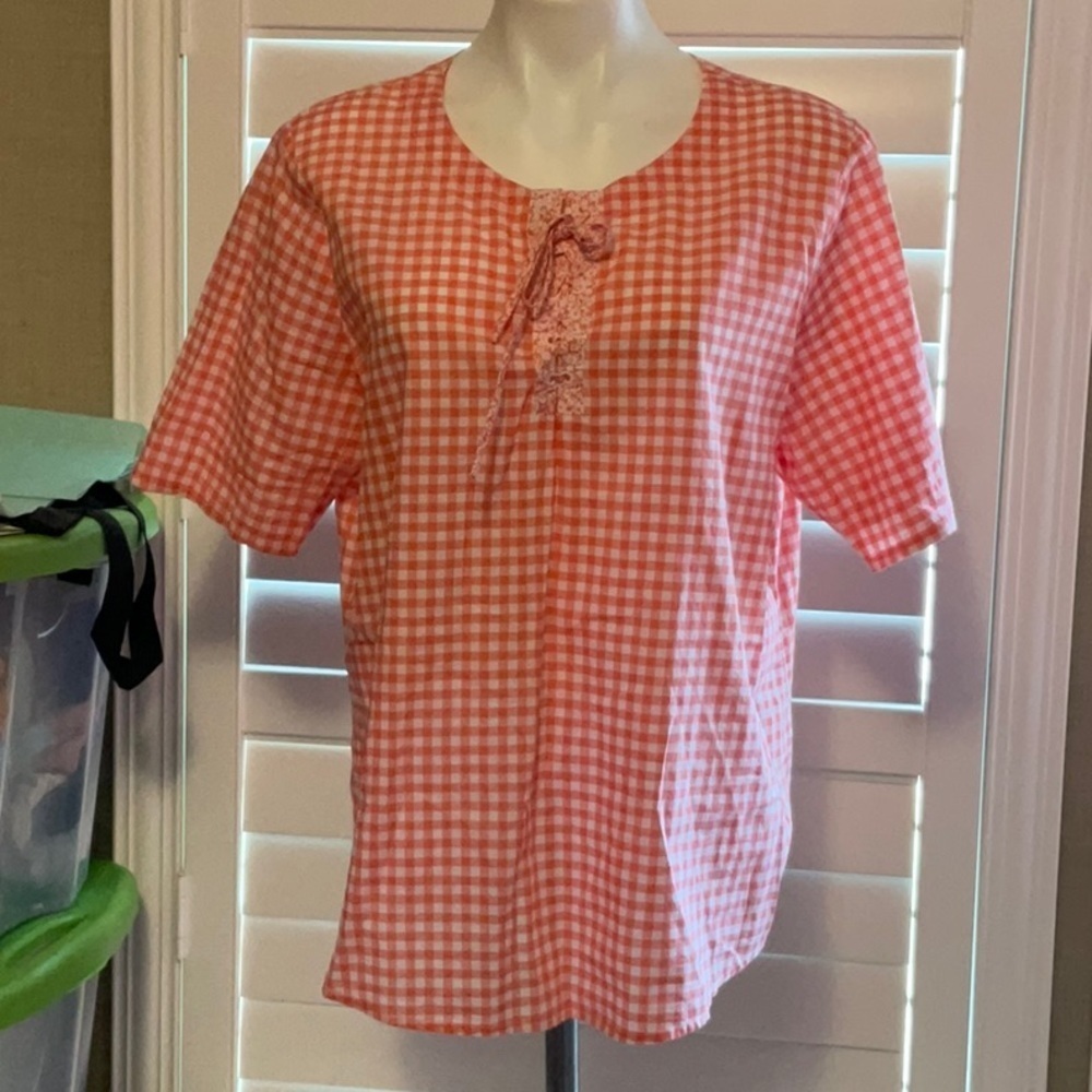Gingham Checkered Blouse - Red